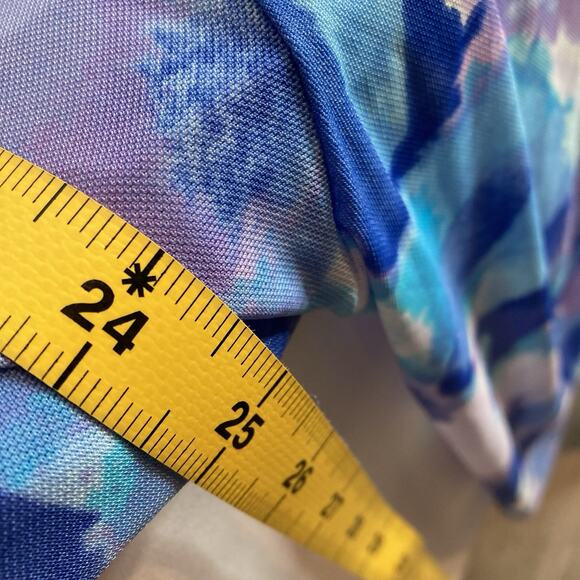 Logo Lori Goldstein Women's Blue Watercolor Mesh Cardigan Size 2X Coastal Casual - Picture 4 of 11